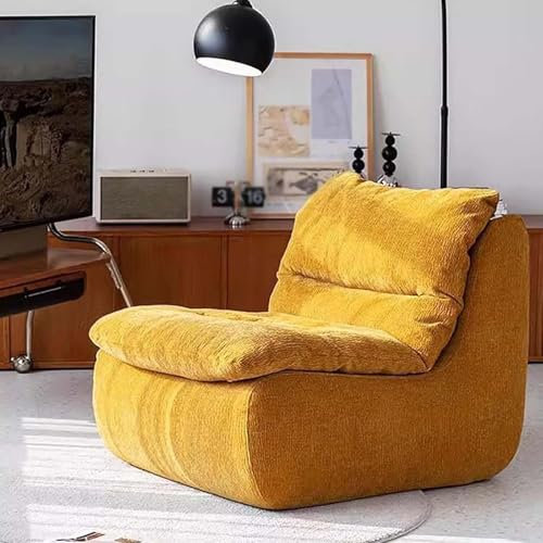 GAOCUNBING Kaminsessel, Vollkompression aus Schwamm, Loungesessel aus weichem Wildleder, abnehmbar und waschbar, Lazy Floor Sofa Couch, Sitzsacksofa für Wohnzimmer und Schlafzimmer Yellow,100X80X72CM