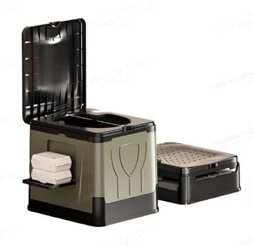 Toilette Pliable Grand, 30L Mise à niveau Toilettes de Camping Max 150 kg, Portable Adulte Pliable avec Couvercle, Toilettes Mobiles avec 12 sacs de toilette et rangement pour Voyage Embouteillages