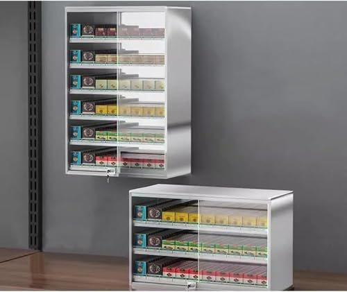KJHYYPP Vitrine à Cigarettes à Porte coulissante en Verre trempé, Porte-étui à Cigarettes en Alliage d'aluminium, pour Les magasins de détail, Les supermarchés, 10packs-5-layers15columns