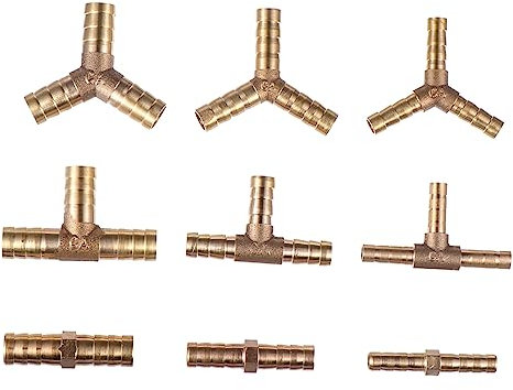 BEBEMOKO Adaptador de Boquilla de para Manguera de Gas 9 Piezas Conector de Manguera Compatible Diámetros sin Fugas para Instalaciones de Gas y Agua