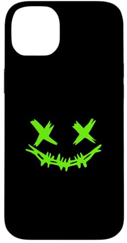 Green Grunge Face Stitch Smile Green Graphic Case for iPhone 14 Plus