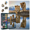 Spiegelung des Löwen Jigsaw Puzzles 1000 Stücke für Erwachsene Löwen Puzzles Home Wanddekoration Tier Herausforderungspuzzle Geeignet für Spielnächte Fertiggestellt Puzzle Größe: 70x50cm
