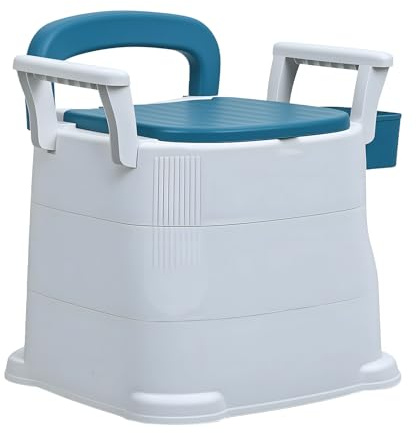Tragbarer Toilettenstuhl für Erwachsene, Toilettensitz mit abnehmbarer Armlehne, mobiler Töpfchenstuhl für ältere Menschen und Behinderte