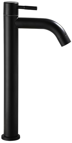 Mitigeur Salle de Bain Haute Noir Eau Froide G1/2 Robinet Mitigeur Monocommande Haut pour Lavabo Salle de Bain,noir