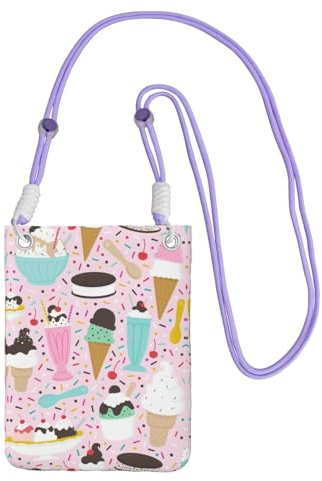 Hgnbcsa Kleine Umhängetasche für Damen, Motiv: Süßes Eiscreme-Motiv, Mini-Handy-Umhängetasche, Reisebrieftasche, violett, Einheitsgröße