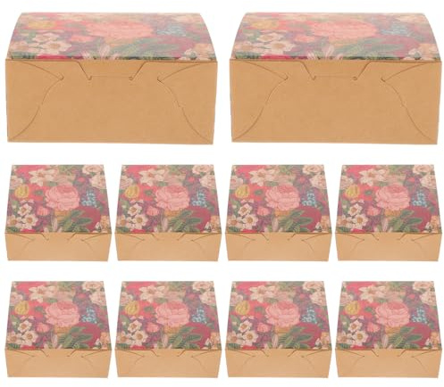 Bäckerei Kasten aus Kraftpapier 20stücke für Muffins und Donuts | Stabile Papierkuchenbox für Versand und Mitnahme, Glatte Oberfläche, 4 Stück Kapazität, für Bäckerbetrieb