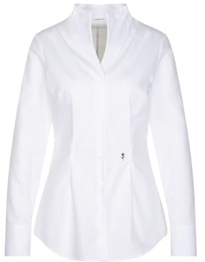 Seidensticker Damen City Langarm Slim Fit Kelchkragen Bügelfrei Bluse, Weiß, 38 EU