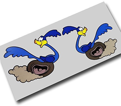 Ziondesigns Road Runner Cartoon Aufkleber, 2 Stück, Vinyl, Blau, Auto