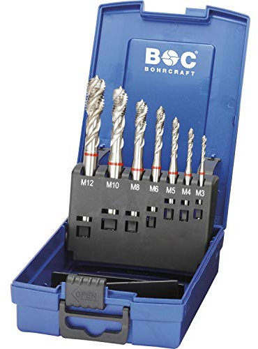 Bohrcraft 41771330007 Machinen-Gewindebohrer DIN 371/376 Rotring in stabilen Kunststoff-Box, 7-teilig M 3 - M 12 RSP 40 Grad / MGB7S-K, 1 Stück