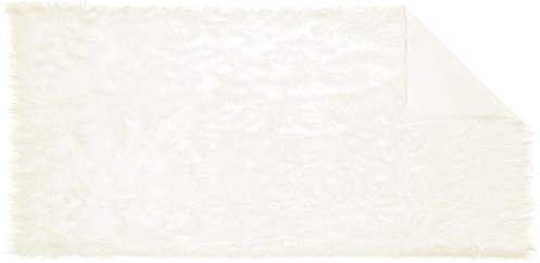 CelinaTex Plush Läufer eckig 80 x 150 cm weiß hochfloriger Fellimitat Bettvorleger Kunstfell Langhaar Flurteppich