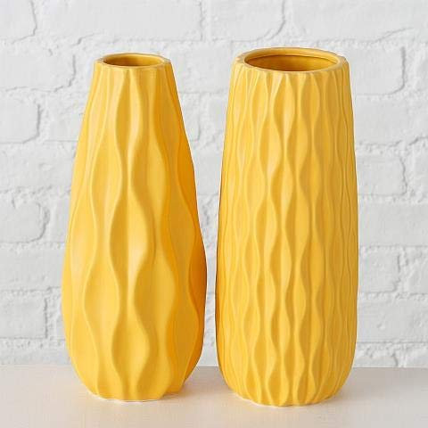 Boltze 2er-Set Vase Luana gelb