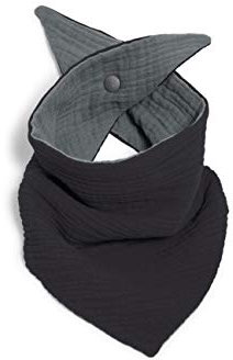 nanito Baby Dreieckstuch Lätzchen mit Druckknopf für Babys & Kleinkinder Musselin Schal Kinderhalstuch Farbwahl 100% Bio Baumwolle (schwarz)