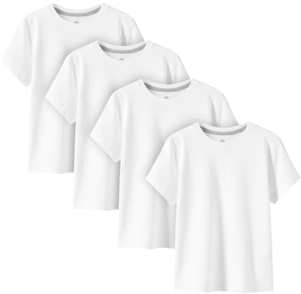 LAPASA Kinder T Shirt 100% Baumwolle 4er Pack Unisex 3-13 Jahre/ 95-165 Jungen Jungs Sport Tshirt K01