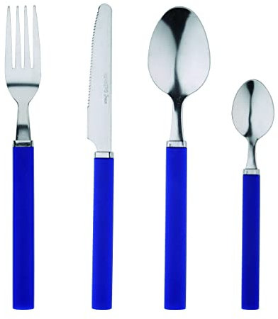 RB RENBERG RB RENBERG Lucky - Juego De Cubiertos 24 piezas de Acero Inoxidable - 6 Cucharas - 6 Tenedores - 6 Cuchillos - 6 Cucharas De Té - Acabado Pulido - Mango Gris