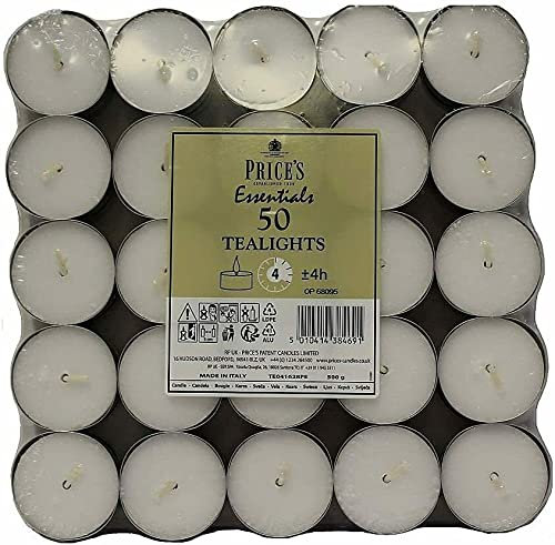 Price's Candles – Lot de 50 bougies chauffe-plat blanches