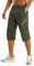 KEFITEVD Herren 3/4 Radhose MTB Hose mit Zip-Taschen Stretchbund Caprihose Outdoor Trekkinghose Schnelltrocknend Wandern Trekking Shorts Männer Dunkeloliv 36
