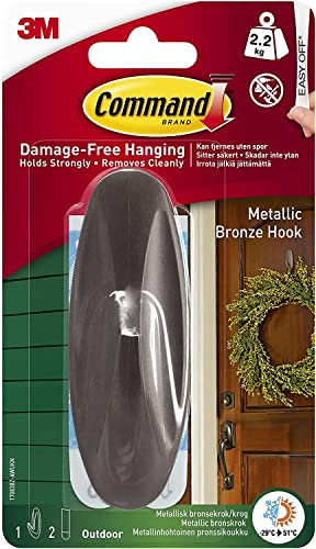 Command Grand Crochet Métallique Bronze, 1 Grand Crochet 2 Languettes, 2,2 kg - Pour Accrocher les Décorations d'extérieur telles que les Guirlandes, les Plaques Signalétiques et Autres Objets Lourds