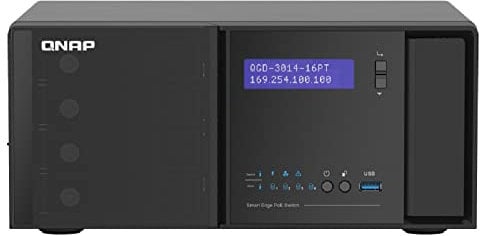Qnap QGD-3014-16PT-8G Smart Edge, Desktop-PoE-Switch, kostenoptimierte, intelligente IP-Überwachungslösung schwarz