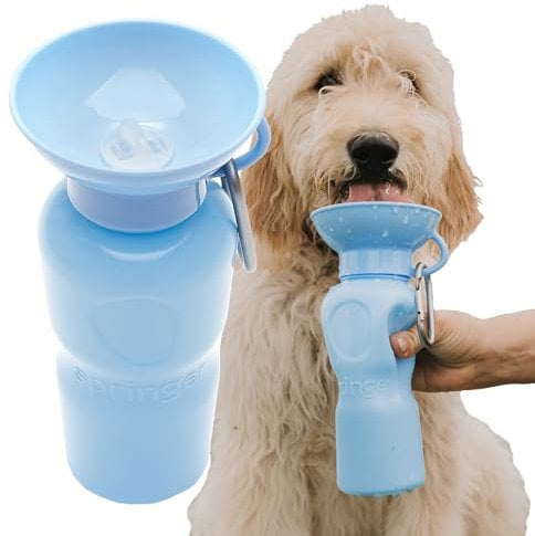 Springer Classic Travel Dog Water Bottle – 625ml Portable Water Bottle for Dogs with Patented Leak-Proof Design for Dog Walking, Hiking and Traveling, BPA-Free Materials (Sky Blue)