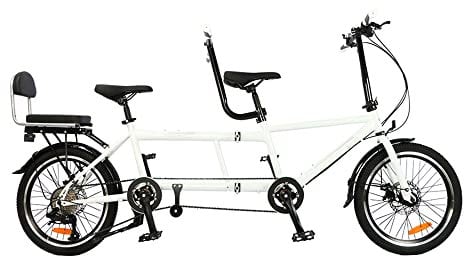 Royare Klassisches Tandem Beach Cruiser Fahrrad für Erwachsene, Faltbares Dreisitzer, 7-Gang, Maximale Belastung 200 kg,210x35x110cm/110x35x62 cm, Weiß, Einheitsgröße