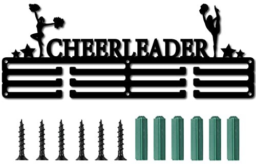 CREATCABIN Medaillenhalter Cheerleader-Aufhänger Über 60 Medaillenständer Sports Awards Lanyard-Halter Aus Metall Stabile Wandmontage Für Sportler Champions Spieler Gymnastik Schwarz 40 x 15 cm