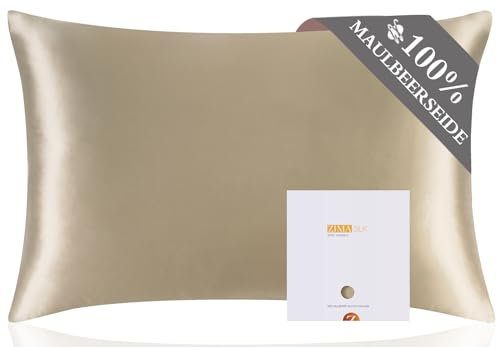 ZIMASILK Kissenbezug aus 100% Seide für Haare und Haut. Doppelseitige 19 Momme Reine Maulbeerseide Kissenhülle mit Reißverschluss, 1 Stück.(50x70 cm, Taupe