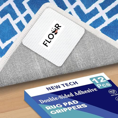 Lancord Teppich-Pad-Greifer (New Tech), wiederverwendbares, waschbares Teppichband auf Hartholzböden und Fliesen, doppelseitig, selbstklebend, rutschfeste Teppich-Pads, extra starke Greifer für