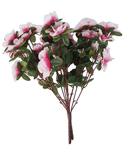 2 mazzi di fiori artificiali di azalea finti bouquet per matrimoni e decorazioni per la casa rosa