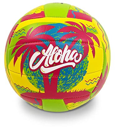 Mondo Toys ALOHA Beach Volleyball Ball - Size 5 indoor, outdoor, beach, pvc sponge soft touch, pink yellow green - 23027