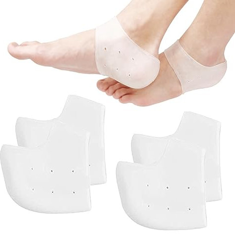 Silicone Heel Protectors - 4pcs Soft Gel Blister Prevention, Heel Cups & Ankle Protectors for Plantar Fasciitis Relief, Comfortable & Durable Shoe Heel Socks for Men and Women