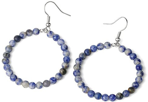 LODMLOER Hohle Kreis-Ohrhänger – 4 Mm Natursteine, Kristall, Runde Tropfen-Ohrringe Für Damen, Modischer Amethyst, Grüner Aventurin, Rosenquarz, Türkis, Statement-Schmuck, Sodalith