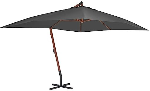 Tidyard Ombrellone,Parasole,a Sbalzo,Antracite,Palo,in Legno,300x400 cm,3x4 m,Ombrellone da Sole,Decentrato,Ombrellone da Giardino,Ombrellone da Esterno,Patio,Terrazzo,Piscina,Spiaggia,Mare
