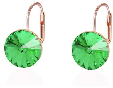 YONVUN Austriaco Cristallo Rotondo Goccia pendenti Leverback Orecchini | Placcato 18K/Rose Gold zircone pietra preziosa cerchio argento Pendenti Gioielli Regalo per Moglie Mamma Figlia Fidanzata