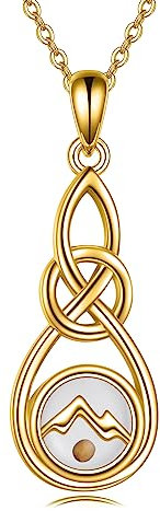Vadmans Gold Senf Samen Kette für Damen 925 Sterling Silber Unendlichkeit Berg Anhänger Halskette Glaube Schmuck Geschenke für Mädchen Frauen