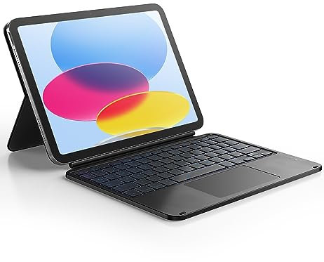Dracool Custodia Tastiera per iPad 10ª Generazione 10.9 2022 Tastiera con Trackpad Magic Style Keyboard Folio Magnetico Rimovibile Supporto Regolabile Retroilluminata Sottile Italiano QWERTY - Nero