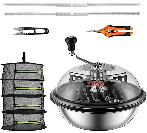 VEVOR 16 Erntemaschine Manuell Trimmer Blattschüssel-Trimmer mit Netztasche und 3 Arten von Schneidemethoden zum Schneiden von nassen/trockenen Pflanzen Tumble Cutter Bowl Erntemaschine Grow