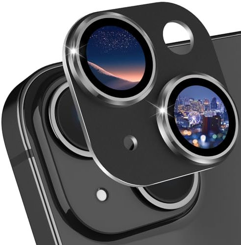 CloudValley for iPhone 15/ iPhone 15 Plus Camera Lens Protector, HD Tempered Metal Matte Glass Anti-Scratch, Case Friendly Full Screen Cover Film Accessories, Black
