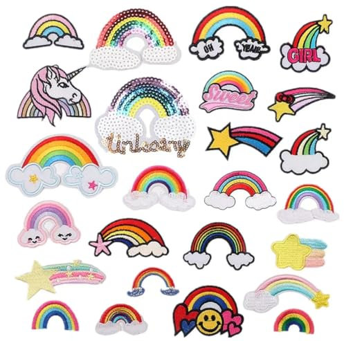 25 Stücke Patches Aufkleber，Regenbogen Patch Aufnäher，für Kleidung Dekoration DIY Handwerk.