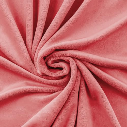 Textrend Stoff Minky - Plüschstoff - Meterware - 1 Meter 160 x 100 cm - Stoffe zum Nähen - Kinder - weich kuschelig - Glatt Erdbeere