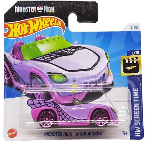 Hot Wheels - Monster High Ghoul Mobile – HW Screen Time 1/10 – HRY45 – Short Card – Rosa – Mattel 2024
