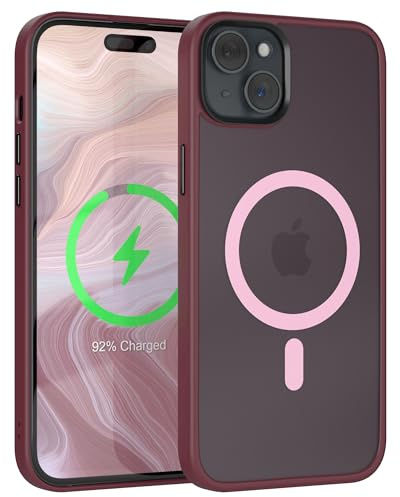 EAZY CASE Ultra Schutz Outdoor Hülle kompatibel mit iPhone 15 Plus kompatibel mit Qi-Charging, hochwertige Schutzhülle mit Aufprallschutz, Stoßfest, Kratzfest, Handyhülle mit Kameraschutz, Beere