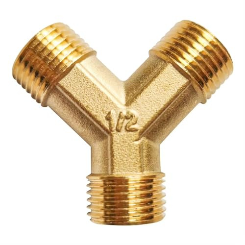 COFEDON Y-Verteiler aus Messing für den Einsatz in Haus & Garten - 2 Wege Y-Verteiler für einen 1/2' AG Wasseranschluss