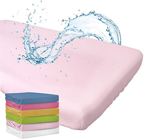 WhizProducts Drap-housse avec protège-matelas intégré pour lit de bébé (rose, 60 x 120 cm (1 pièce)