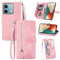 JayModCase Custodia per Xiaomi Redmi Note 13 5G, con chiusura lampo Funzione Stand scomparti [Magnetica] [Antiurto] Pelle portafoglio Cover per Redmi Note 13 5G - Rosa
