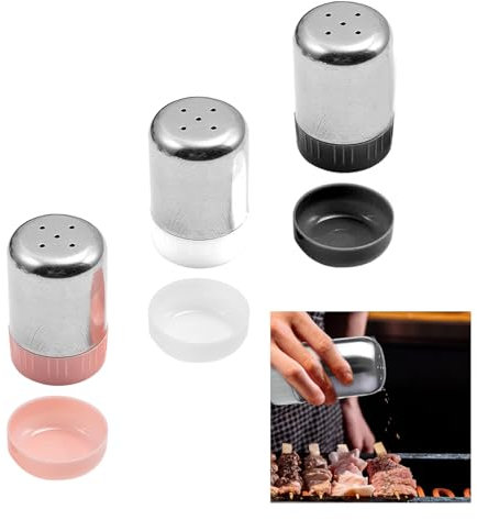 3 Stück Salzstreuer Klein Mini für Unterwegs Die Brotdose Salz Und Pfefferstreuer Eier Gewürzstreuer Kleiner Edelstahl To Go Camping Reise Set Zauberstab SalzmüHle Glas Gewürzmühle Kuechenzubehoer