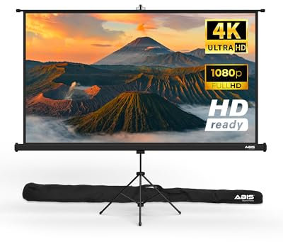 ABIS 84 Diagonal Tripod Projector Screen, 2.03m Wide | 16:9 Ultra HD Aspect Ratio | Supports 2K to 8K | Front Projection | Ideal for Home Cinema, Office, Classroom, Travel