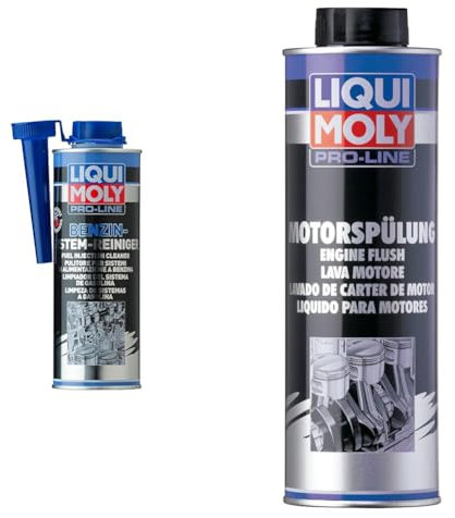 Liqui Moly Pro-Line Benzin-System-Reiniger | 500 ml | Benzinadditiv | Art.-Nr.: 5153 & Pro-Line Motorspülung | 500 ml | Öladditiv | Art.-Nr.: 2427