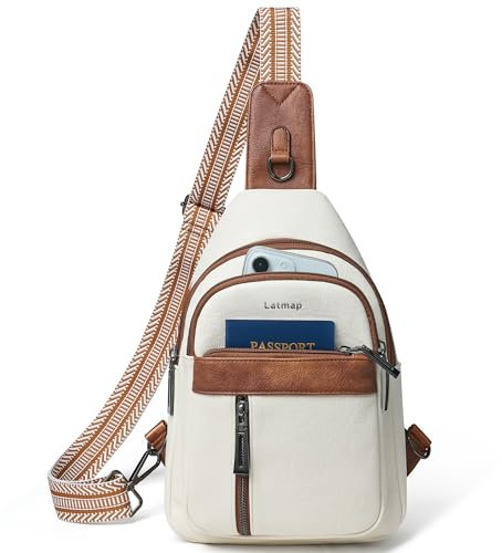 LATMAP Crossbody Bag Damen 7L,Brusttasche Damen PU Leder Wasserdicht Umhängetasche Diebstahlsichere Sling Bag für Sports Outdoor Reise