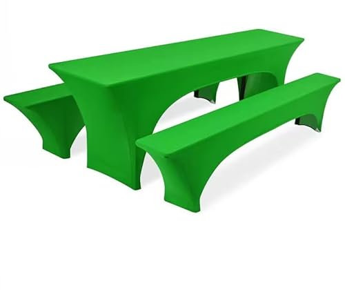 Pesonlook dreiteilige Sets Biertischhusse, apfelgrüner Stretch-Biertisch- und Bankgarniturbezug für 50 cm Tischbreite, Bierbankhusse, Bierzeltgarnitur 220 x 50 cm für Bankett-Party im Freien
