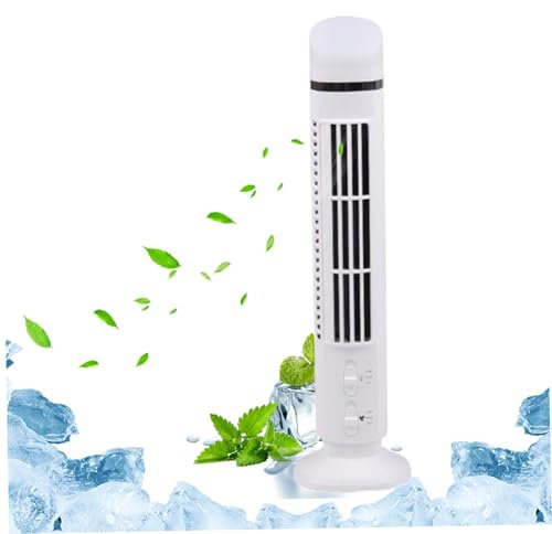 Tower Fan Quiet Fans for Bedroom Bladeless Tower Fan 2 Speeds Electric Table Fan with LED Lights Portable Air Conditioner Standing Fan with Safety Net 15 Inch White